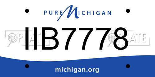 IIB7778 Michigan License Plate