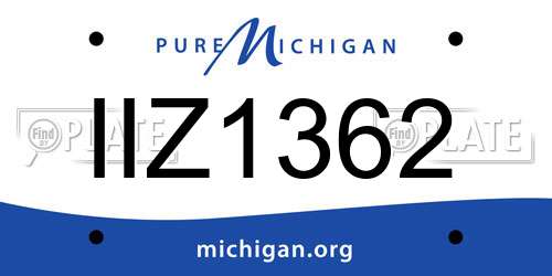 IIZ1362 Michigan License Plate