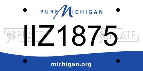 IIZ1875 Michigan License Plate