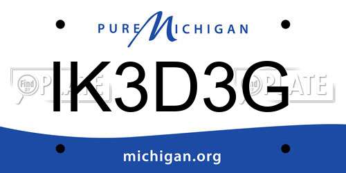 IK3D3G Michigan License Plate