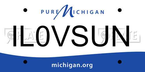 IL0VSUN Michigan License Plate