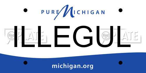 ILLEGUL Michigan License Plate