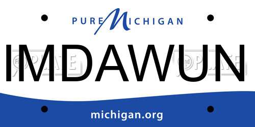 IMDAWUN Michigan License Plate
