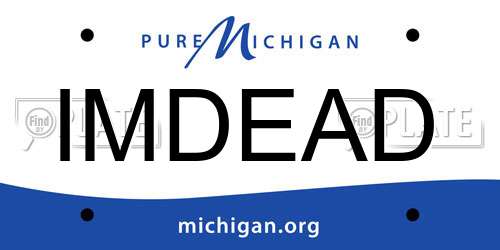 IMDEAD Michigan License Plate
