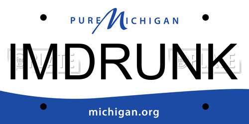 IMDRUNK Michigan License Plate