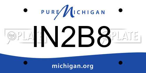 IN2B8 Michigan License Plate