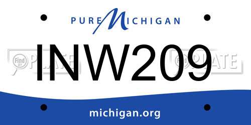 INW209 Michigan License Plate