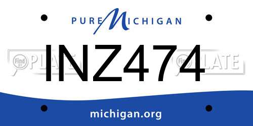 INZ474 Michigan License Plate