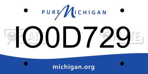 IO0D729 Michigan License Plate