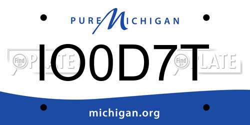 IO0D7T Michigan License Plate