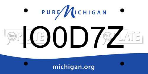 IO0D7Z Michigan License Plate