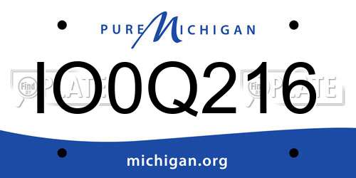 IO0Q216 Michigan License Plate