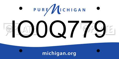 IO0Q779 Michigan License Plate