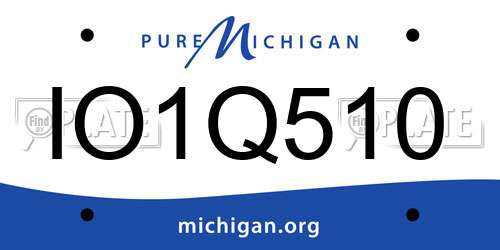 IO1Q510 Michigan License Plate