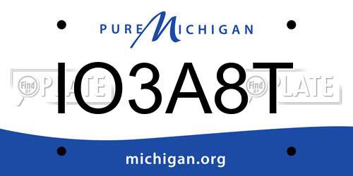 IO3A8T Michigan License Plate