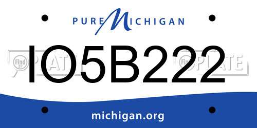 IO5B222 Michigan License Plate