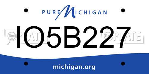 IO5B227 Michigan License Plate