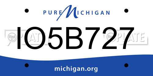 IO5B727 Michigan License Plate