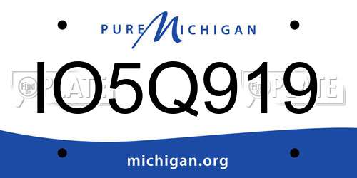 IO5Q919 Michigan License Plate