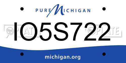 IO5S722 Michigan License Plate