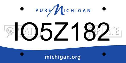 IO5Z182 Michigan License Plate