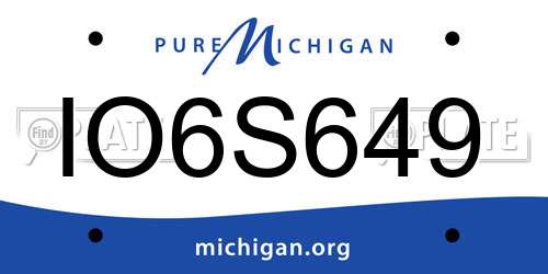 IO6S649 Michigan License Plate