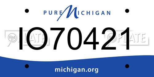 IO70421 Michigan License Plate