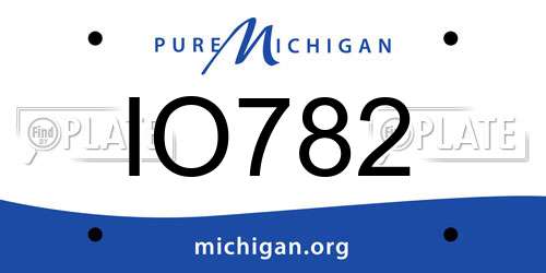 IO782 Michigan License Plate