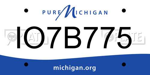 IO7B775 Michigan License Plate