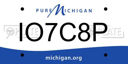 IO7C8P Michigan License Plate