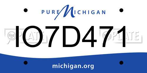 IO7D471 Michigan License Plate