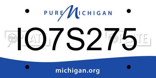 IO7S275 Michigan License Plate