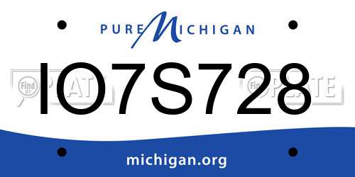 IO7S728 Michigan License Plate