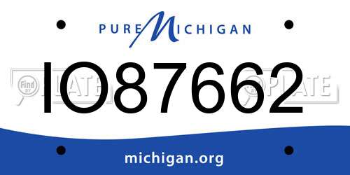 IO87662 Michigan License Plate