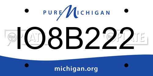 IO8B222 Michigan License Plate