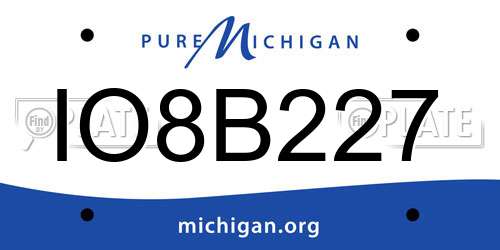 IO8B227 Michigan License Plate