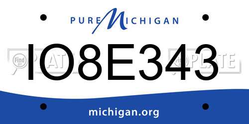 IO8E343 Michigan License Plate
