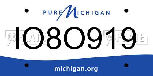 IO8O919 Michigan License Plate