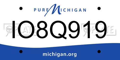 IO8Q919 Michigan License Plate