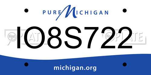IO8S722 Michigan License Plate