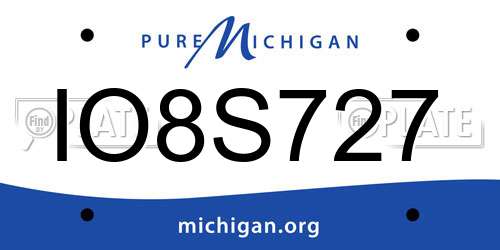 IO8S727 Michigan License Plate
