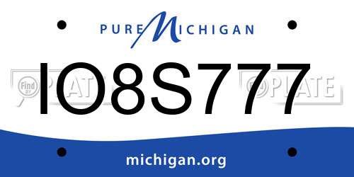 IO8S777 Michigan License Plate