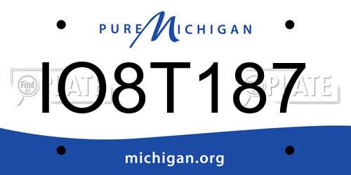 IO8T187 Michigan License Plate