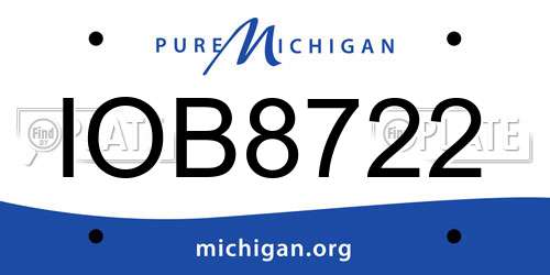IOB8722 Michigan License Plate