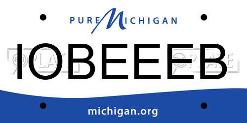 IOBEEEB Michigan License Plate