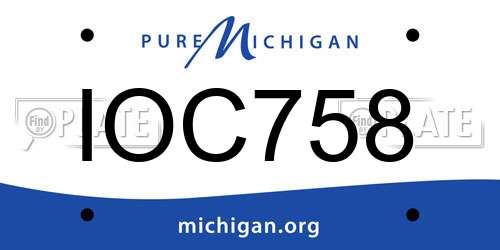 IOC758 Michigan License Plate