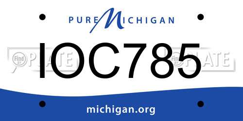 IOC785 Michigan License Plate