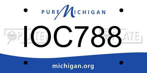 IOC788 Michigan License Plate