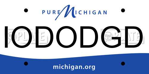 IODODGD Michigan License Plate