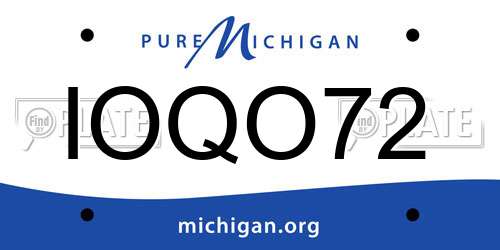 IOQO72 Michigan License Plate